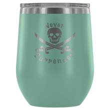 Load image into Gallery viewer, Never Surrender Pirate Wine Tumbler (12 Color Options)