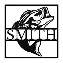 Load image into Gallery viewer, Fish Metal Name Sign, Bass Fishing Metal Monogram, Fishing Gifts for Men, Metal Fish Sign, Custom Fishing Metal Sign, Fisherman Gift