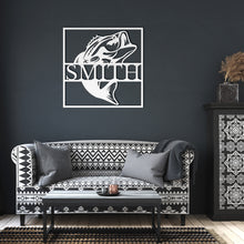 Load image into Gallery viewer, Fish Metal Name Sign, Bass Fishing Metal Monogram, Fishing Gifts for Men, Metal Fish Sign, Custom Fishing Metal Sign, Fisherman Gift