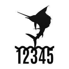 Load image into Gallery viewer, Sailfish  Metal House Numbers, Address Sign, House Number Plaque, Metal Address Numbers, Fish Sign, Front Porch Decor, Porch Signs, Metal Signs