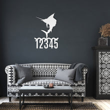 Load image into Gallery viewer, Sailfish  Metal House Numbers, Address Sign, House Number Plaque, Metal Address Numbers, Fish Sign, Front Porch Decor, Porch Signs, Metal Signs
