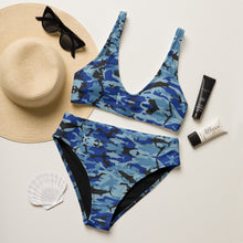 Load image into Gallery viewer, Blue Saltwater Camo Recycled high-waisted bikini XS - 3XL