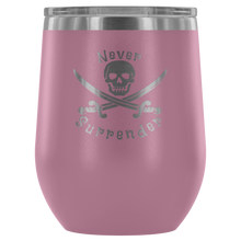 Load image into Gallery viewer, Never Surrender Pirate Wine Tumbler (12 Color Options)