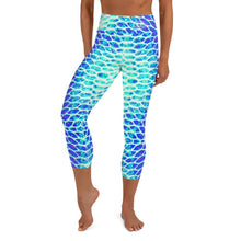 Load image into Gallery viewer, Blue Fish Scale Capri Leggings - Island Mermaid Tribe