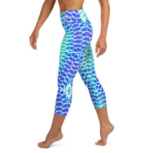 Load image into Gallery viewer, Blue Fish Scale Capri Leggings - Island Mermaid Tribe