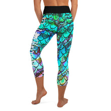 Load image into Gallery viewer, Mermaid Blues Capri Reel Mermaid Leggings