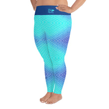 Load image into Gallery viewer, Ombre Blues Print Plus Size Reel Mermaid Leggings