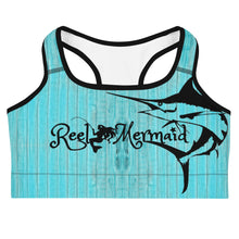 Load image into Gallery viewer, Marlin and Wood Grain Sports bra
