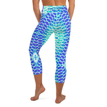 Load image into Gallery viewer, Blue Fish Scale Capri Leggings - Island Mermaid Tribe